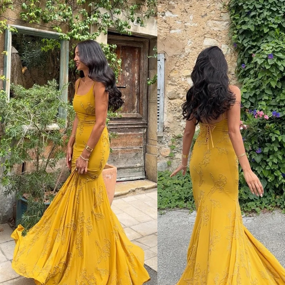 HOUSE OF CB 'Rosalia' Gold Embellished Hand Beaded Maxi Dress/Size L NWOT - Picture 7 of 15